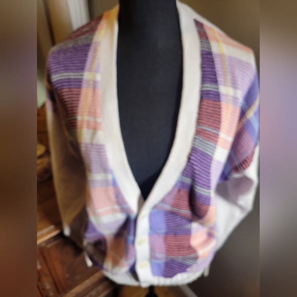 VINTAGE TOP SPOT 100% COTTON GRANDMA PASTEL OVERSIZED CARDIGAN - Picture 1 of 7